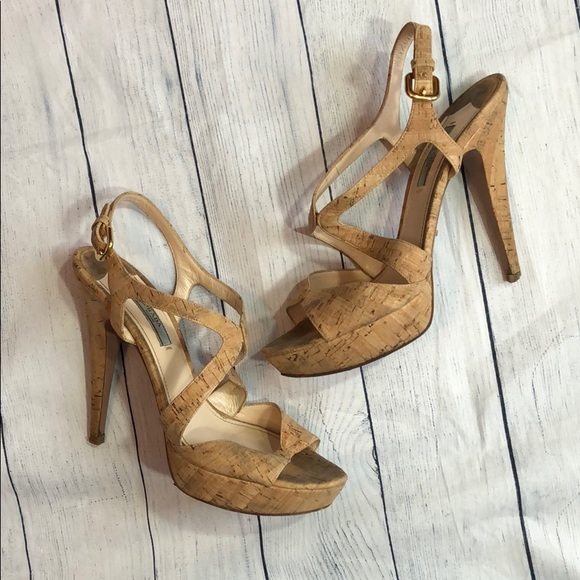 Prada Shoes - Prada Cork Multi Strap Platform High Heels